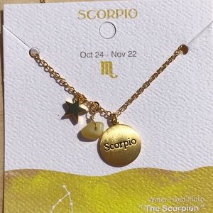Scorpio Gold Necklace With Gem and Star Zodiac